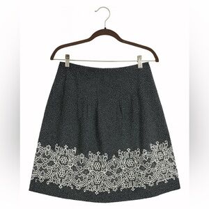 Ann Taylor Loft Skirt Womens Size 0 Black Polka Dot A-Line Lined Cotton Skirt